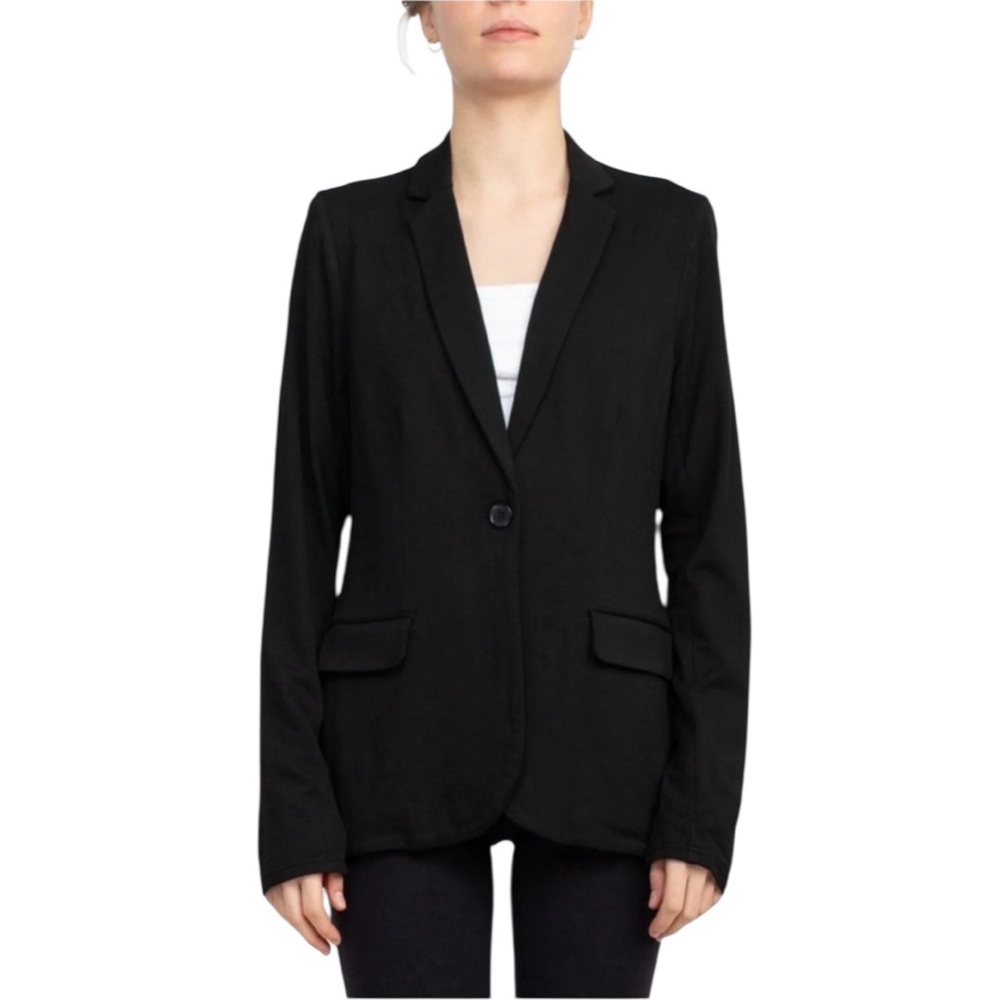 Magaschoni Black Single Button Business Casual Knit Blazer Sz XS